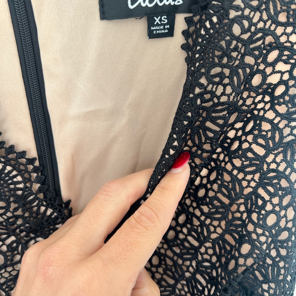 NWT Lulu's After the After Party Black and Nude Lace Bodycon Dress - Picture 11 of 13